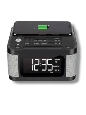 iLive Platinum Bluetooth Alarm Clock Radio Phone Charging Pad Power Adapter